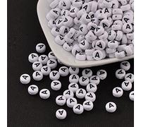 Handicraft Emporium | Cuentas de acrílico planas redondas del alfabeto | Aprox. 50 g / 350 piezas | A