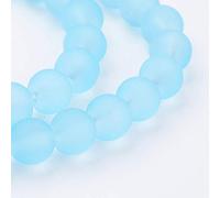 Handicraft Emporium Cuentas de vidrio esmerilado, redondas, 1 hebra de aproximadamente 80 cm (8 mm, azul cielo claro)