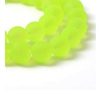 Handicraft Emporium Cuentas de vidrio esmerilado, redondas, 1 hebra de aproximadamente 80 cm, verde/amarillo, 8 mm