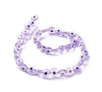 Handicraft Emporium Cuentas planas hechas a mano de mal de ojo, redondas, 1 hebra, morado, 10 mm
