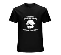 HANDINGMIAO When Gives You Lemons Destroy Capitalism Karl Marx Mens Cotton Tshirt Size M