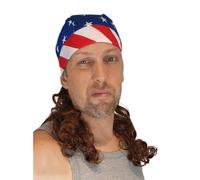 HandInhandCreations Mullet Diegar Tapa de calavera Freebird USA Costume Wig One Size