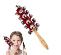 Handjingle Campanas de mano de madera, 26,5 cm, instrumentos de madera Jingles Bells Instrumento de mano para niños, campanas de mano de madera, para escenario, reunión