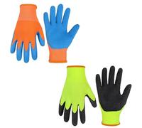 HANDLANDY 2 pares de guantes de jardín para niños de 2 a 3 años, de 4 a 5 años, de 6 a 13 años, guantes de jardinería y trabajo con revestimiento de goma de espuma para niñas y niños (2XS, edad 5-7)