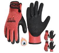 HANDLANDY 2 pares de guantes de trabajo de invierno impermeables con asa para hombres y mujeres, para pesca, congelador, jardinería y trabajo al aire libre (rojo, S)