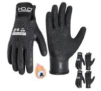 HANDLANDY 2 pares de guantes de trabajo impermeables de invierno, guantes con aislamiento térmico para clima frío con agarre para hombres y mujeres, para congelador, almacén de pesca (negro, M)
