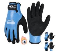 HANDLANDY 2 pares de guantes de trabajo impermeables de invierno, guantes con aislamiento térmico para clima frío con agarre para hombres y mujeres, para congelador, almacén de pesca (negro-azul, M)