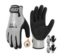HANDLANDY 2 pares de guantes de trabajo impermeables de invierno, guantes con aislamiento térmico para clima frío con agarre para hombres y mujeres, para congelador, almacén de pesca (negro-gris, M)
