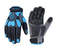 HANDLANDY Guantes antivibración para hombre, guantes de trabajo resistentes a los golpes, palma acolchada, guantes de trabajo resistentes (azul, M)