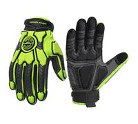 HANDLANDY Guantes antivibración para hombre, guantes de trabajo resistentes a los golpes, palma acolchada, guantes de trabajo resistentes (verde Hi-vis, M)