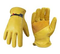 HANDLANDY Guantes de jardinería para hombres y mujeres, guantes de trabajo de cuero a prueba de espinas, resistentes y cómodos, guantes de trabajo de jardín, de cuero vacuno, mediano