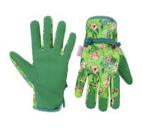 HANDLANDY Guantes de jardinería para mujer, guantes de trabajo de seguridad de cuero, transpirables, guantes de jardín para patio, el mejor regalo para jardineros (estampado floral verde, L)