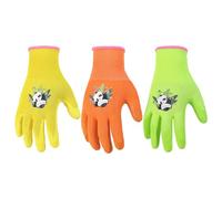 HANDLANDY Guantes de jardinería para niños de 2 a 13 años, 3 pares de guantes de jardín con revestimiento de goma para niños, niñas y jóvenes (talla 2)