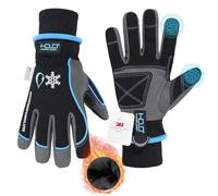 HANDLANDY Guantes de trabajo aislados impermeables, guantes térmicos de invierno para hombres y mujeres, pantalla táctil, guantes cálidos de esquí, snowboard, clima frío (azul, mediano)