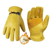 HANDLANDY Guantes de trabajo de cuero de invierno, guantes térmicos de jardinería con forro polar, guantes de jardín resistentes a prueba de espinas, guantes de trabajo en frío, guantes de conductor