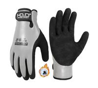 HANDLANDY Guantes de trabajo impermeables de invierno, con aislamiento térmico, guantes para clima frío con agarre para hombres y mujeres, para congelador, almacén de pesca (negro-gris, M)