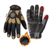 HANDLANDY Guantes de trabajo resistentes al agua de invierno para hombre, acolchados, con aislamiento térmico, guantes de impacto resistentes para clima frío (aislamiento de café, M)