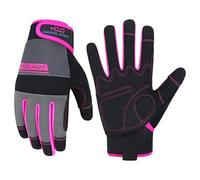 HANDLANDY Guantes de trabajo utilitarios para hombre y mujer, guantes de trabajo mecánicos de seguridad para pantalla táctil, guantes flexibles y transpirables para patio (talla M, rosa-mujer)