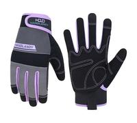 HANDLANDY Guantes de trabajo utilitarios para hombre y mujer, guantes de trabajo mecánicos de seguridad con pantalla táctil, guantes flexibles y para patio (pequeño, tamaño violeta-mujer)