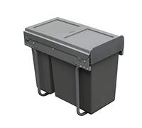 Handle & Home Cubo de cocina extraíble gris oscuro de 30 litros para armario de 300 mm (1 x 20 L y 1 x 10 L)