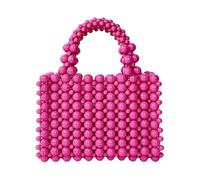 Handmade Acrylic Beaded Purse, Small Square Handbag Suitable for Women, Pearl Clutch Bag for Parties in Red Color