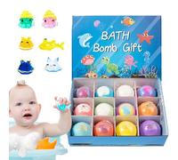 Handmade Bath Ball Set - Natural Soak Balls, 12-Piece Shower Salt Baths Gift With Animal Toys | Ideal Suitable For Children Family Girls Boys Holiday Birthday Bathes Tub Spa Fun, 5.3x5.3cm
