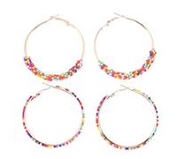 Handmade Bead Hoop Large Circle Drop Earrings Women Teen Girls Fashion Statement