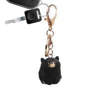 Handmade Bear Keychain - Wood Carving Miniature Ornament, Cute Animal Pendant Accessory | Car Key Holder Charm, Bag Decoration Accent, Girlfriend Birthday Gift, New Year Surprise, Collectible Trinket