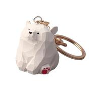 Handmade Bear Keychain - Wood Carving Miniature Ornament, Cute Animal Pendant Accessory | Car Key Holder Charm, Bag Decoration Accent, Girlfriend Birthday Gift, New Year Surprise, Collectible Trinket