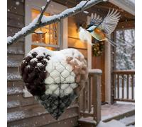 Handmade Bird Nesting Material Holder, Heart Shaped Outdoor Nester, Natural Fiber Starter for Hummingbird Houses & Wild Birds, Winter Tree Shelter, Garden Art Birdhouse Decor (1Pc)