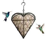 Handmade Birds Nest Material Holder, Refillable Iron Heart Shape & Hummingbird Nesting Hanger, Bird Nesting Material Holder for Indoor, Outdoor, Cage, Aviary, Breeding, Perching, Hiding, Resting
