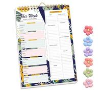 Handmade Bound Weekly Detachable Diet Plan Sheet, 52 Sheets Double Helix Tear-Off Meal Planner and Grocery List, Food/Menu Organizer Notepad for Weekly to Do List (Style-4,1Pcs)