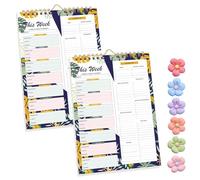 Handmade Bound Weekly Detachable Diet Plan Sheet, 52 Sheets Double Helix Tear-Off Meal Planner and Grocery List, Food/Menu Organizer Notepad for Weekly to Do List (Style-4,2Pcs)