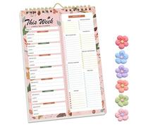 Handmade Bound Weekly Detachable Diet Plan Sheet, 52 Sheets Double Helix Tear-Off Meal Planner and Grocery List, Food/Menu Organizer Notepad for Weekly to Do List (Style-3,1Pcs)