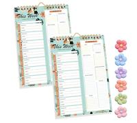 Handmade Bound Weekly Detachable Diet Plan Sheet, 52 Sheets Double Helix Tear-Off Meal Planner and Grocery List, Food/Menu Organizer Notepad for Weekly to Do List (Style-1,2Pcs)
