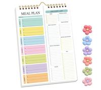 Handmade Bound Weekly Detachable Diet Plan Sheet, 52 Sheets Double Helix Tear-Off Meal Planner and Grocery List, Food/Menu Organizer Notepad for Weekly to Do List (Style-6,1Pcs)