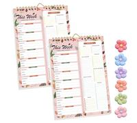 Handmade Bound Weekly Detachable Diet Plan Sheet, 52 Sheets Double Helix Tear-Off Meal Planner and Grocery List, Food/Menu Organizer Notepad for Weekly to Do List (Style-3,2Pcs)