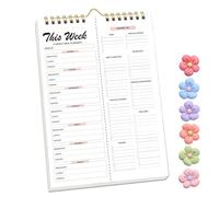 Handmade Bound Weekly Detachable Diet Plan Sheet, 52 Sheets Double Helix Tear-Off Meal Planner and Grocery List, Food/Menu Organizer Notepad for Weekly to Do List (Style-5,1Pcs)