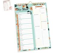 Handmade Bound Weekly Detachable Diet Plan Sheet, Weekly Meal Planner Notebook, 52 Sheets Double Helix Tear-Off Shopping List, for Week to do List and Schedule (B,1PCS)