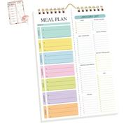 Handmade Bound Weekly Detachable Diet Plan Sheet, Weekly Meal Planner Notebook, 52 Sheets Double Helix Tear-Off Shopping List, for Week to do List and Schedule (F,1PCS)