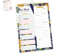Handmade Bound Weekly Detachable Diet Plan Sheet, Weekly Meal Planner Notebook, 52 Sheets Double Helix Tear-Off Shopping List, for Week to do List and Schedule (D,1PCS)