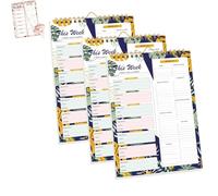 Handmade Bound Weekly Detachable Diet Plan Sheet, Weekly Meal Planner Notebook, 52 Sheets Double Helix Tear-Off Shopping List, for Week to do List and Schedule (D,3PCS)