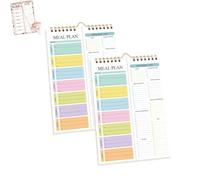Handmade Bound Weekly Detachable Diet Plan Sheet, Weekly Meal Planner Notebook, 52 Sheets Double Helix Tear-Off Shopping List, for Week to do List and Schedule (F,2PCS)