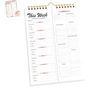 Handmade Bound Weekly Detachable Diet Plan Sheet, Weekly Meal Planner Notebook, 52 Sheets Double Helix Tear-Off Shopping List, for Week to do List and Schedule (A,1PCS)