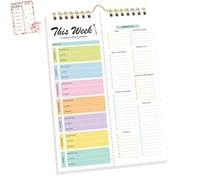 Handmade Bound Weekly Detachable Diet Plan Sheet, Weekly Meal Planner Notebook, 52 Sheets Double Helix Tear-Off Shopping List, for Week to do List and Schedule (C,1PCS)
