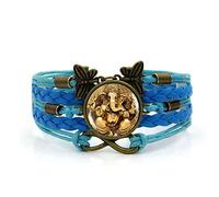 Handmade Bracelets,Blue Rope, Indian National Elephant, Animal Art,Time Gemstone Multi-Layer Hand-Woven Glass Combination Jewelry Ladies Fashion European and American Jewelry