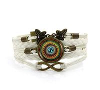 Handmade Bracelets,White Rope Creative Ring Art,Time Gemstone Multi-Layer Hand-Woven Glass Combination Jewelry Ladies Fashion European and American Jewelry