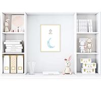 Handmade By Stukk Póster de pared con diseño de pestañas de luna para niños, diseño bohemio de acuarela pintada a mano