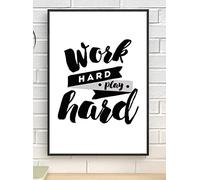 Handmade By Stukk Póster de pared con texto en inglés Work Hard Play Hard Inspiration (A1, 594 x 841 mm)