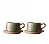 Handmade Coffee Set Vintage Cup Glaze Transformation Cups And Mugs With Saucer(Two Set)